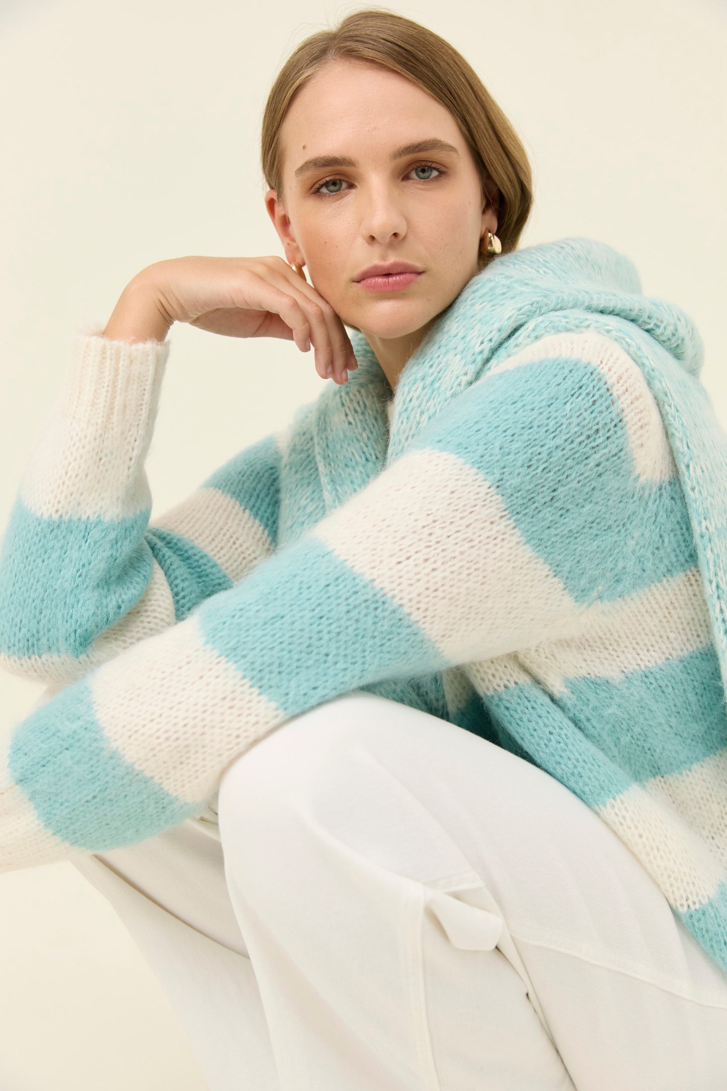Pallas Stripe Jumper, Ice Blue