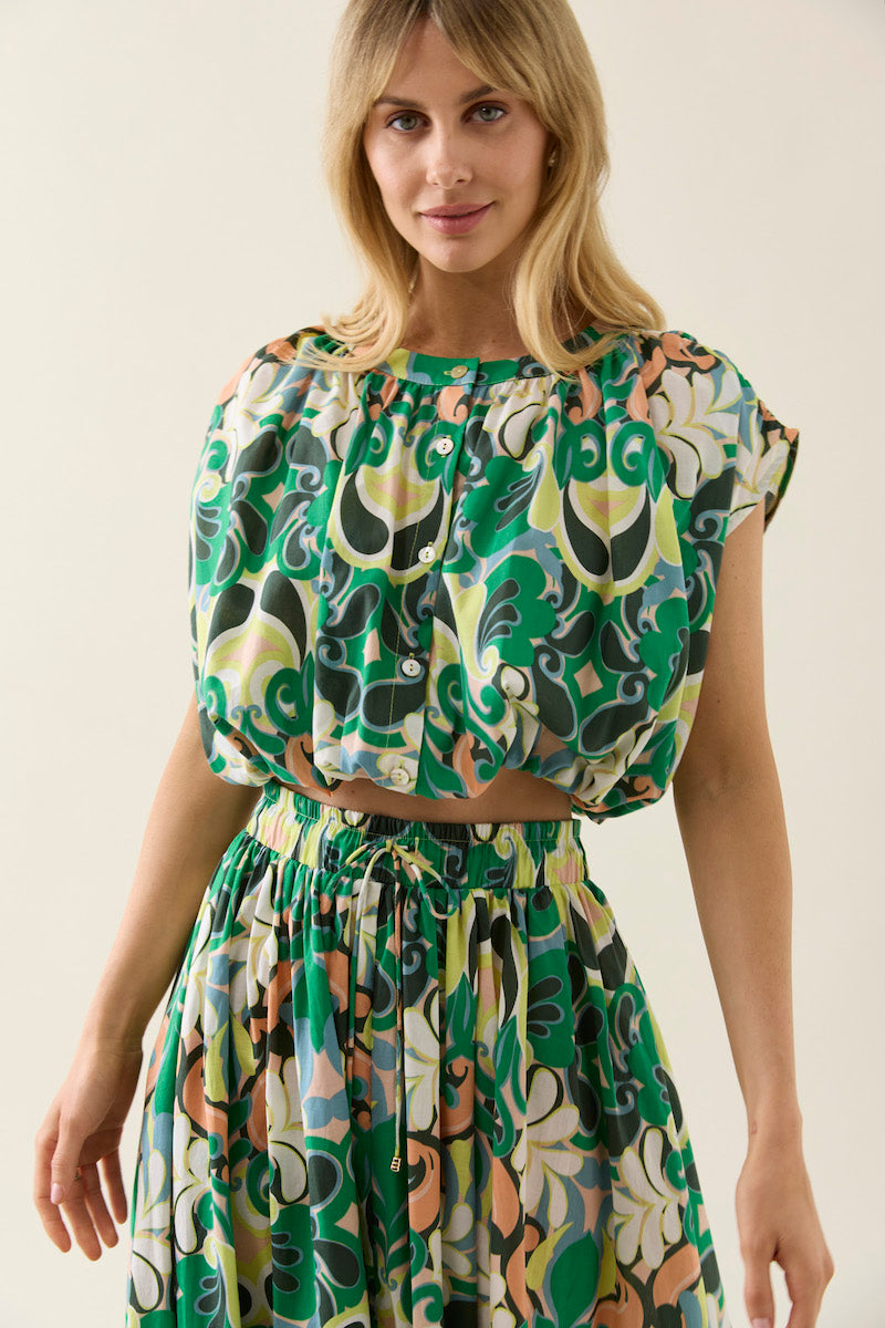 Aurora Reversible Crop Top, Paisley