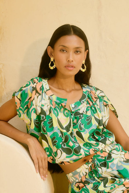 Aurora Reversible Crop Top, Paisley