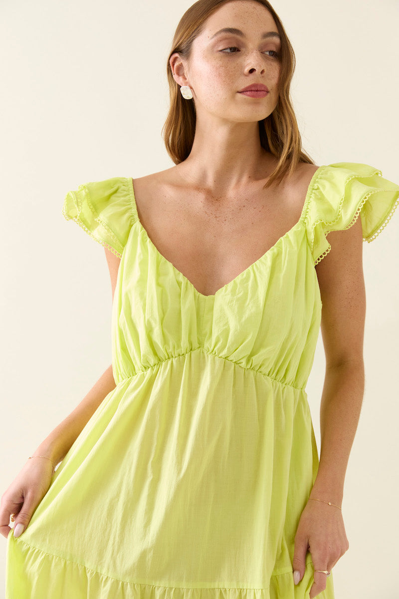 Aurora Frill Tank Dress, Pomelo