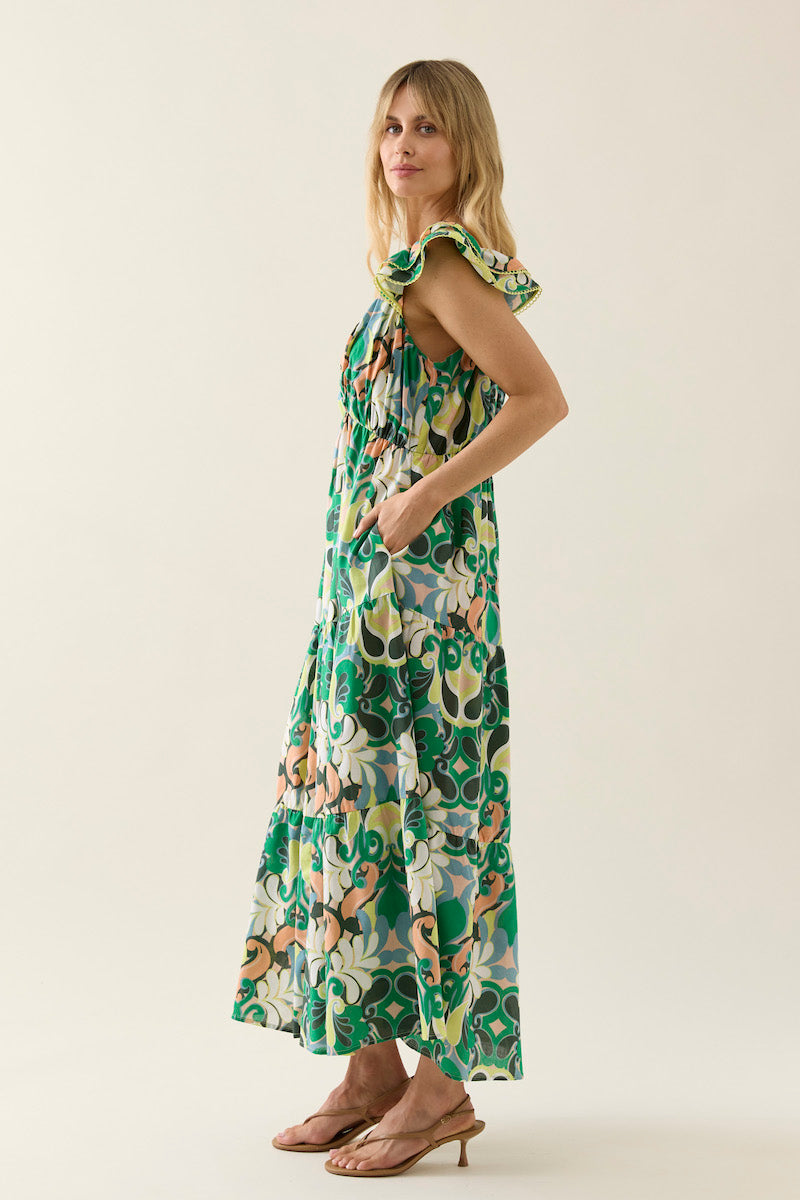 Aurora Frill Tank Dress, Paisley