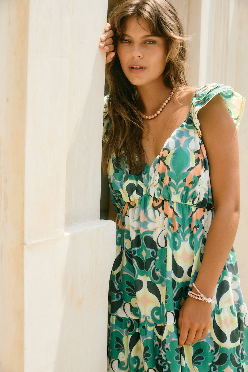 Aurora Frill Tank Dress, Paisley