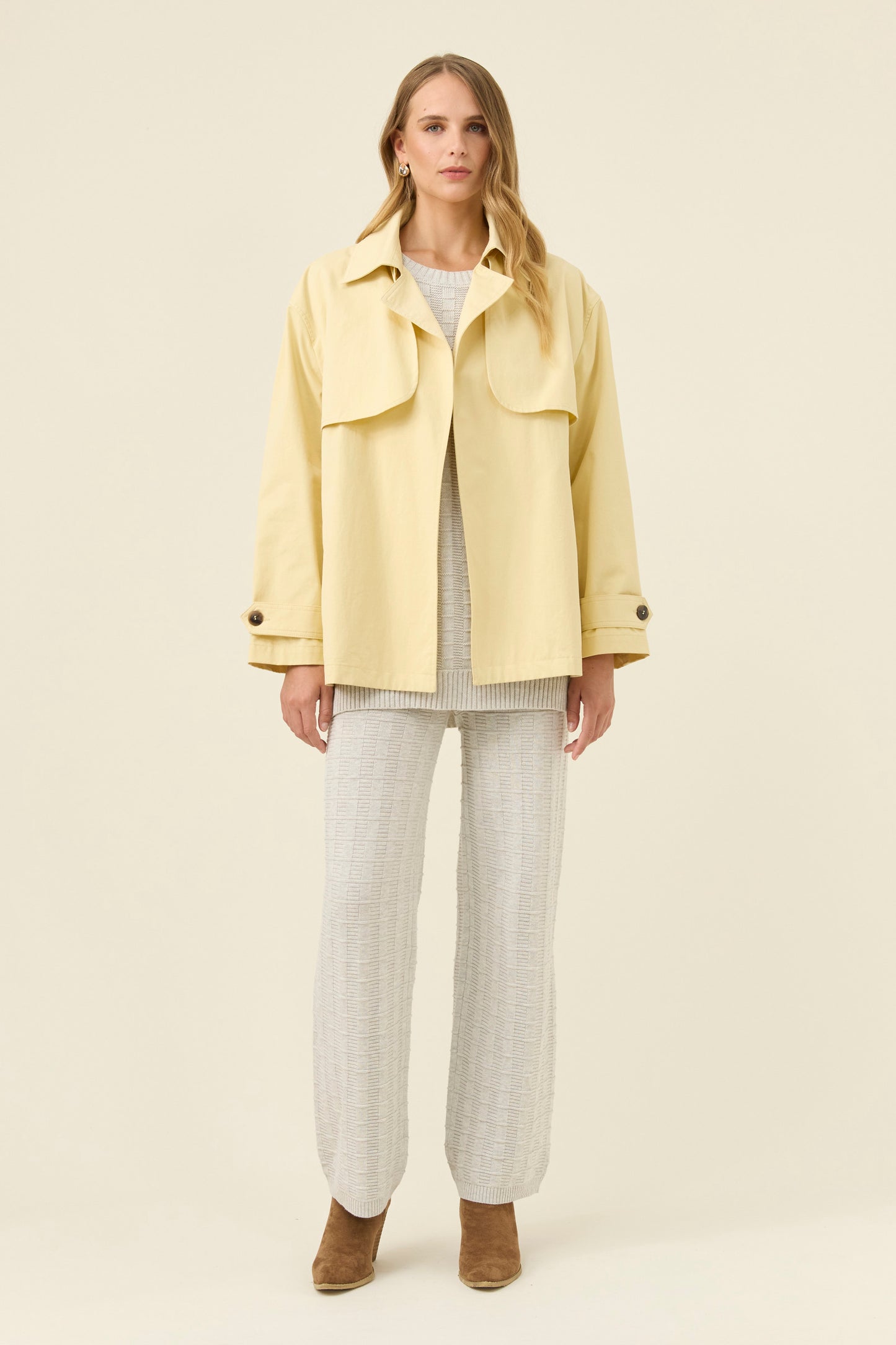 Farida Cropped Trench, Butter