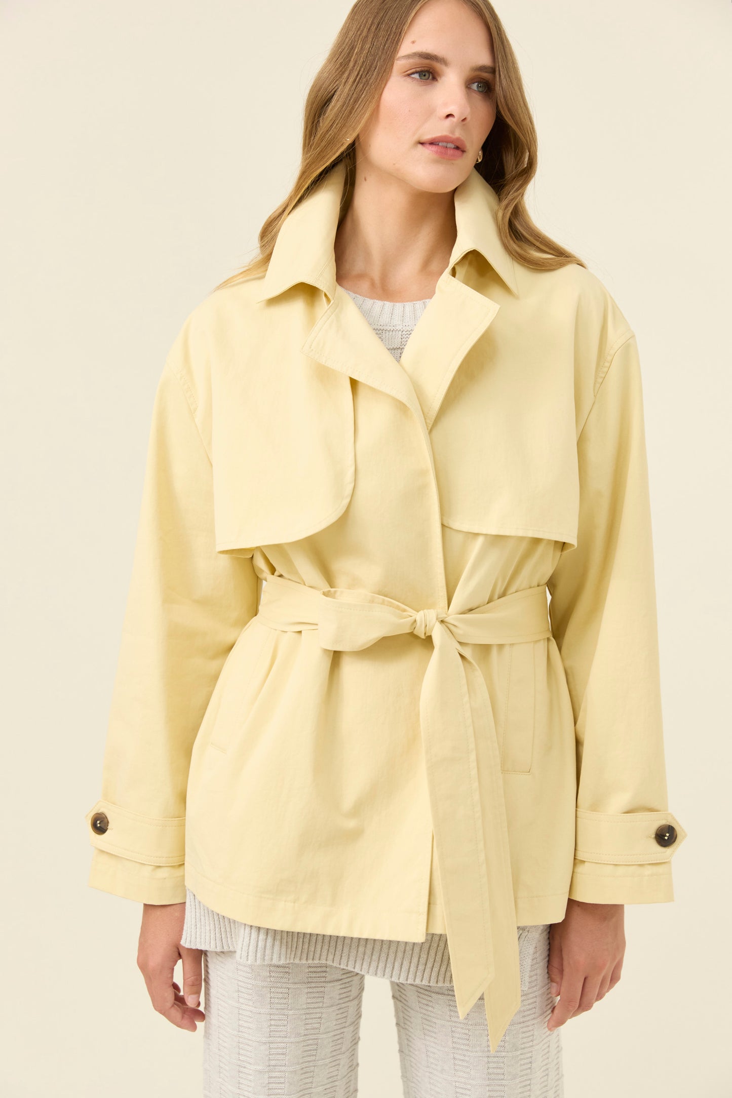 Farida Cropped Trench, Butter