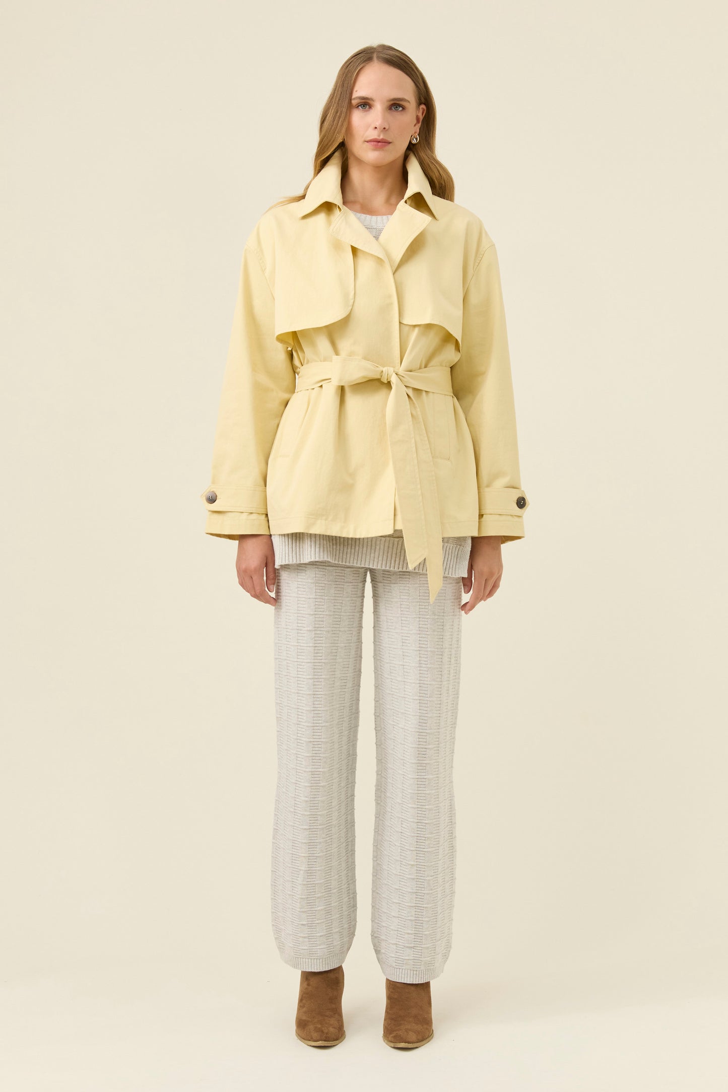 Farida Cropped Trench, Butter