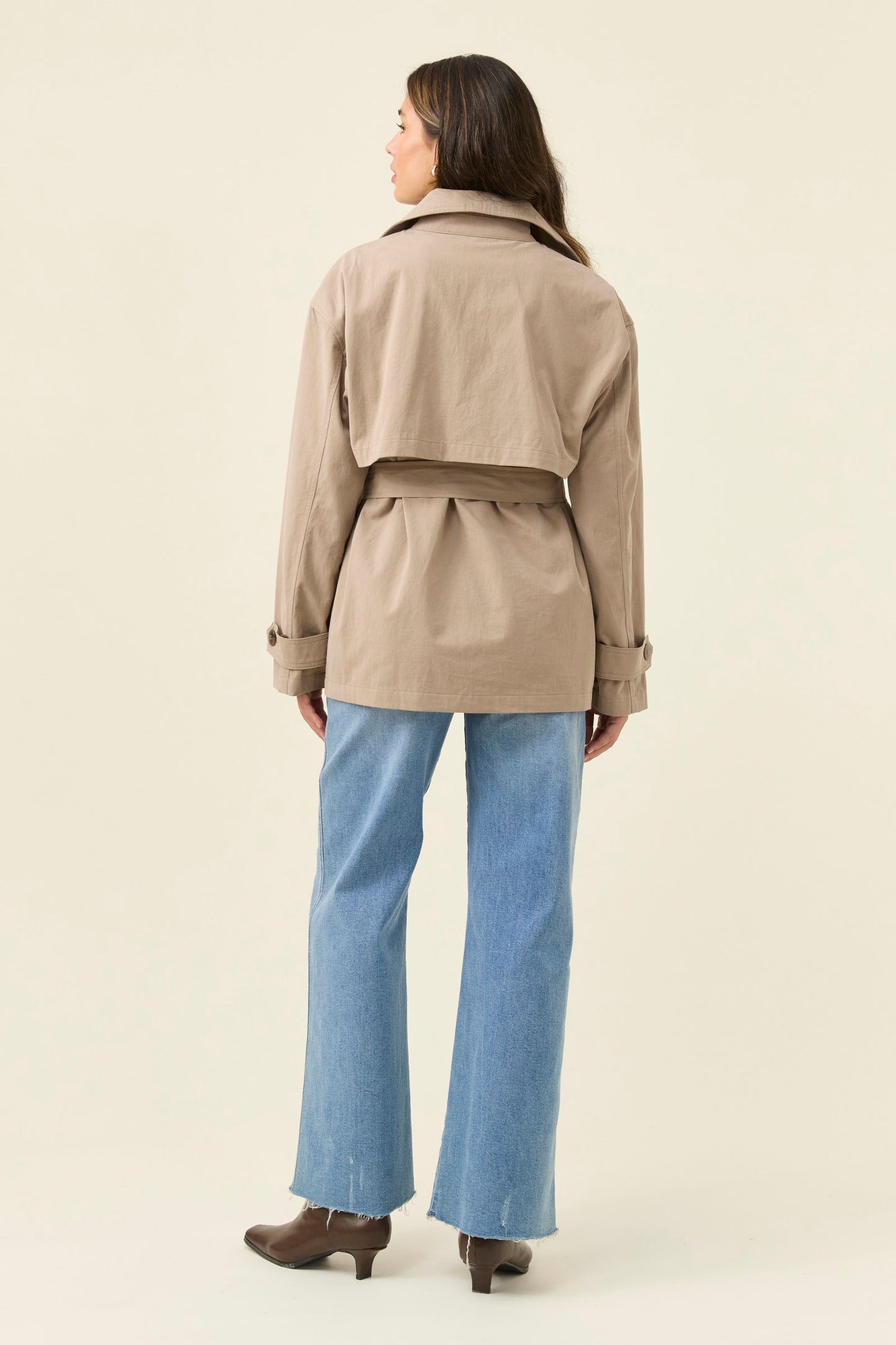Farida Cropped Trench, Stone
