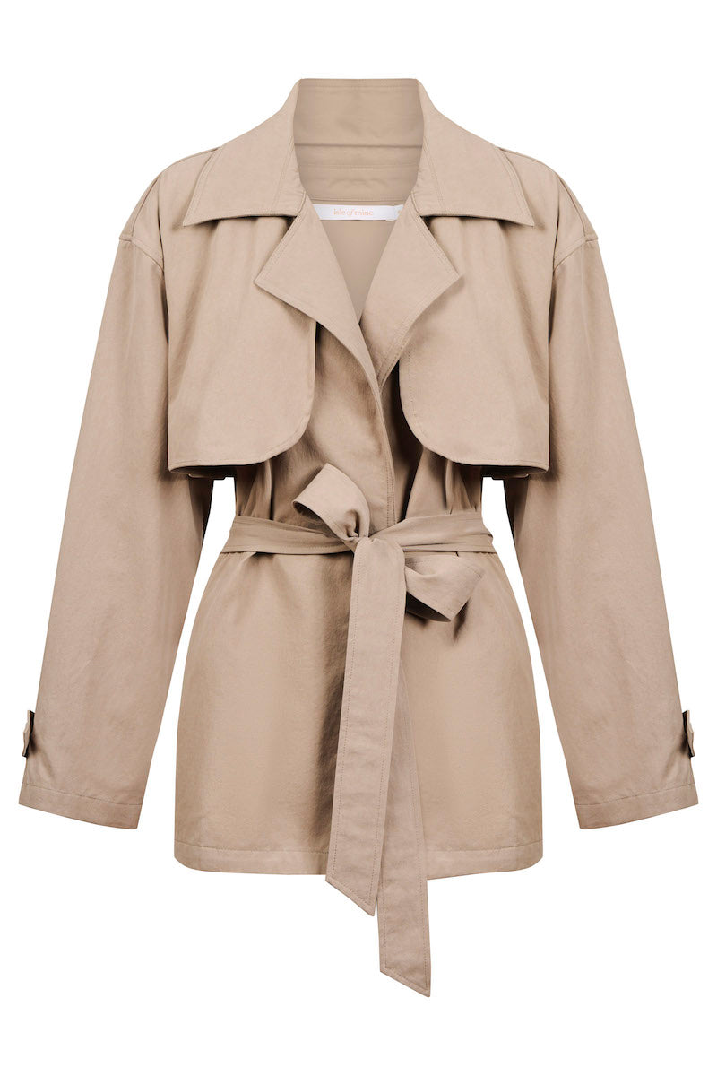 Farida Cropped Trench, Stone