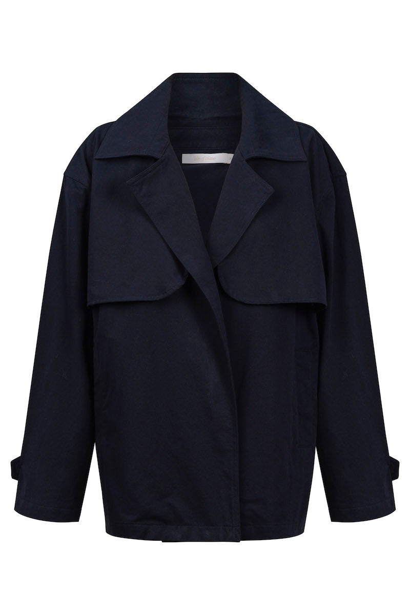 Farida Cropped Trench, Navy