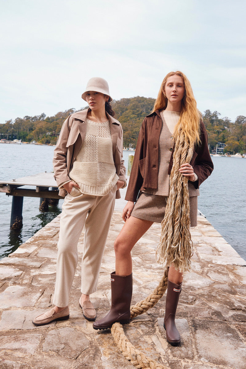 Farida Cropped Trench, Stone