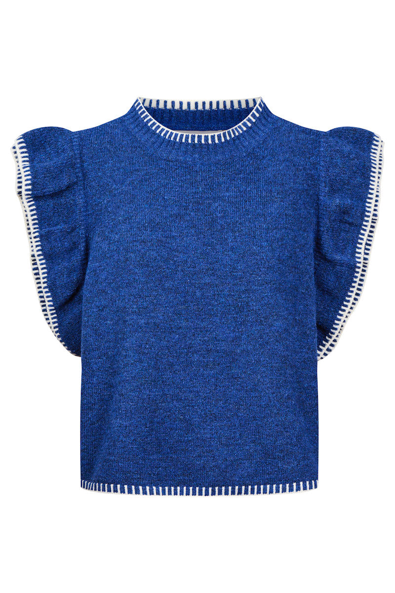Athena Frill Knit Top, Cobalt