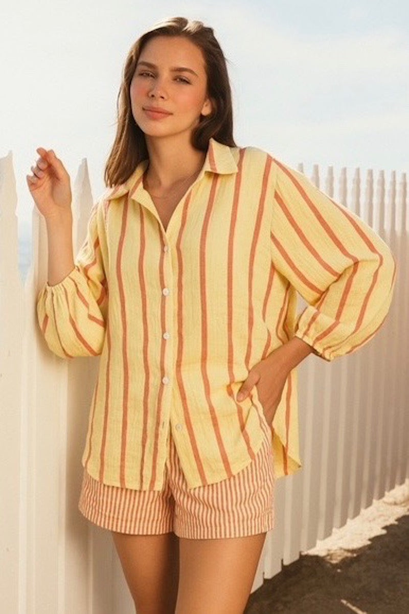 Otis Stripe Shirt, Lemon