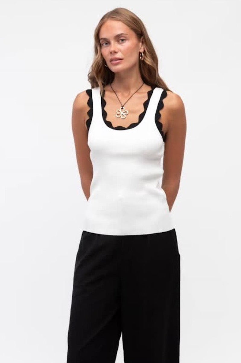 Shakila Contrast Tank, White - FRANKIE + COCO