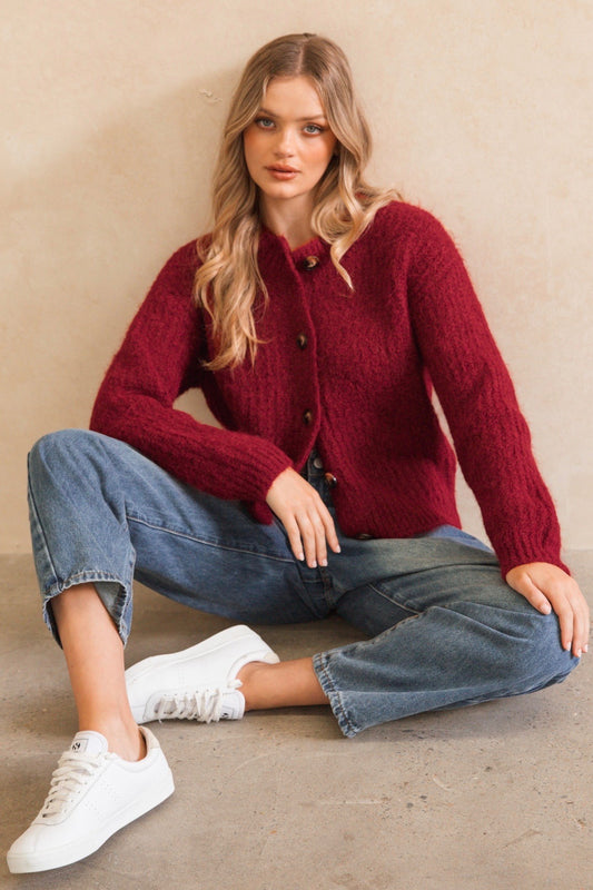 Ruby Noir Cardigan, Merlot