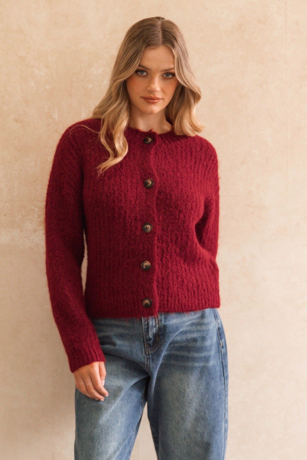 Ruby Noir Cardigan, Merlot
