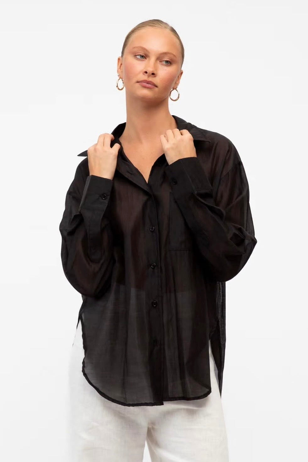 Jerry Sheer Shirt, Black