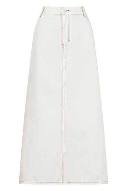 Dalton Denim Skirt, White