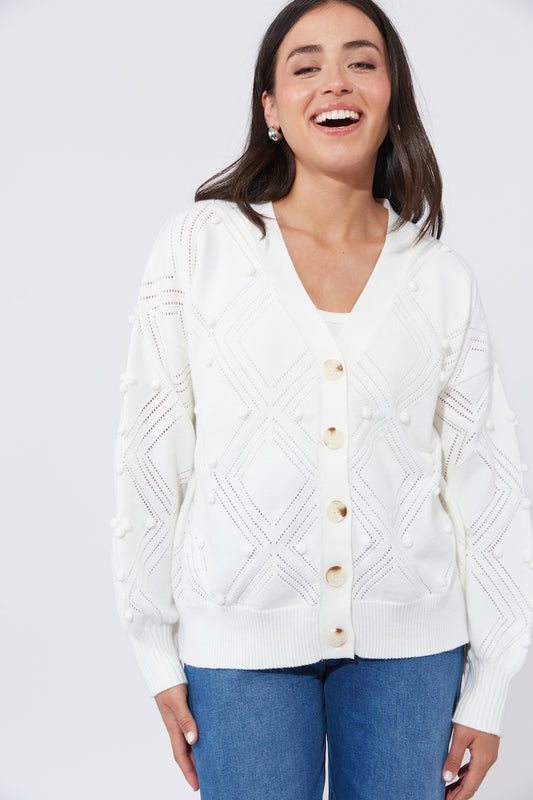 Corfu Cardigan, White