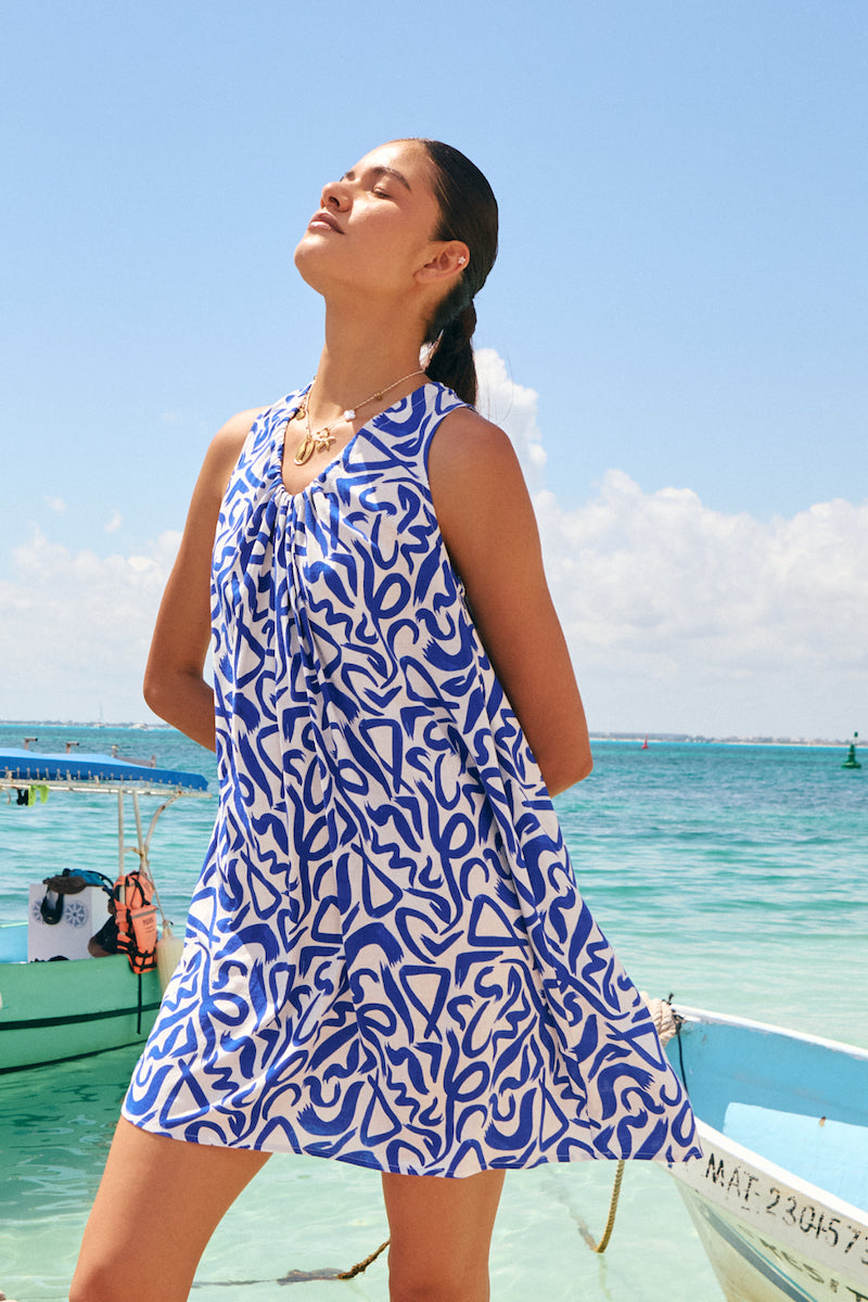Bahama Tie Dress, Azul