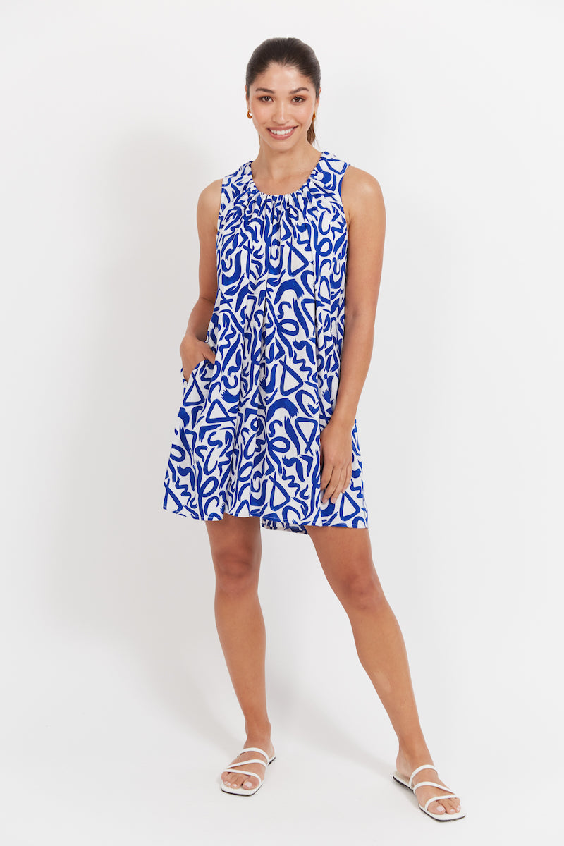Bahama Tie Dress, Azul