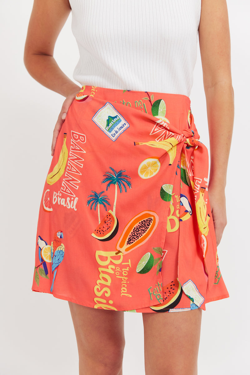 Cabana Mini Skirt, Coral