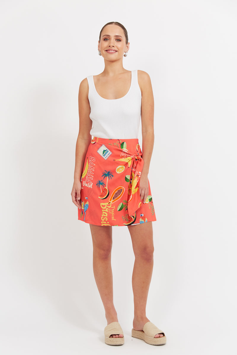 Cabana Mini Skirt, Coral
