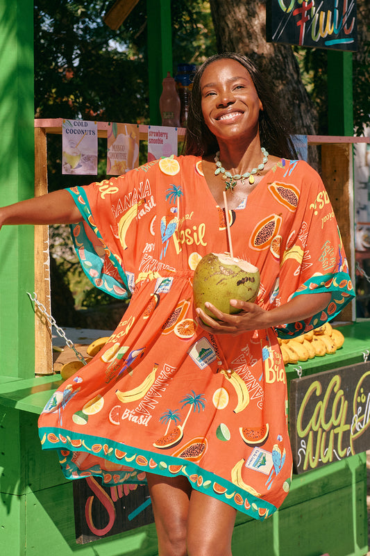 Cabana Dress, Coral