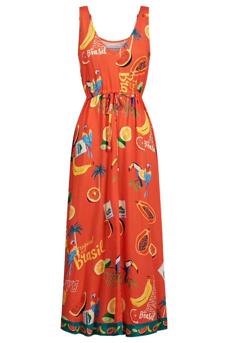 Cabana Tie Dress, Coral