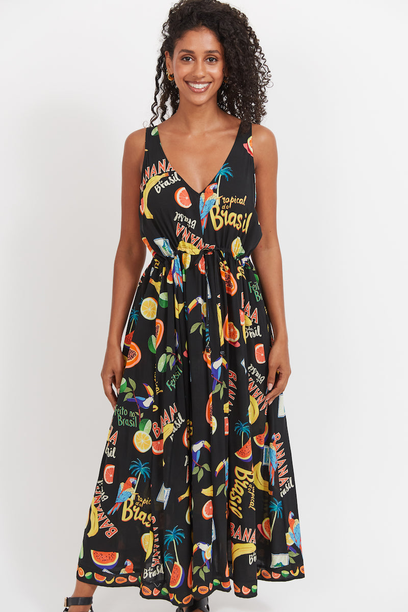 Cabana Tie Dress, Black