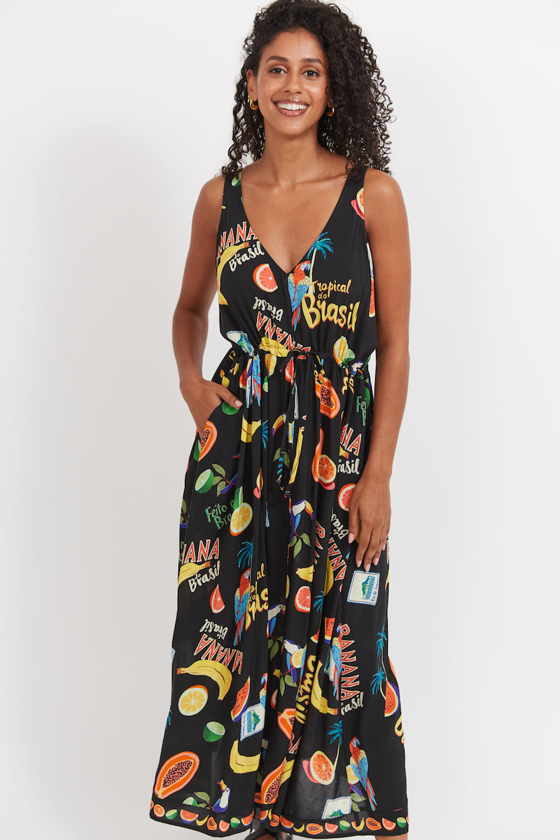 Cabana Tie Dress, Black