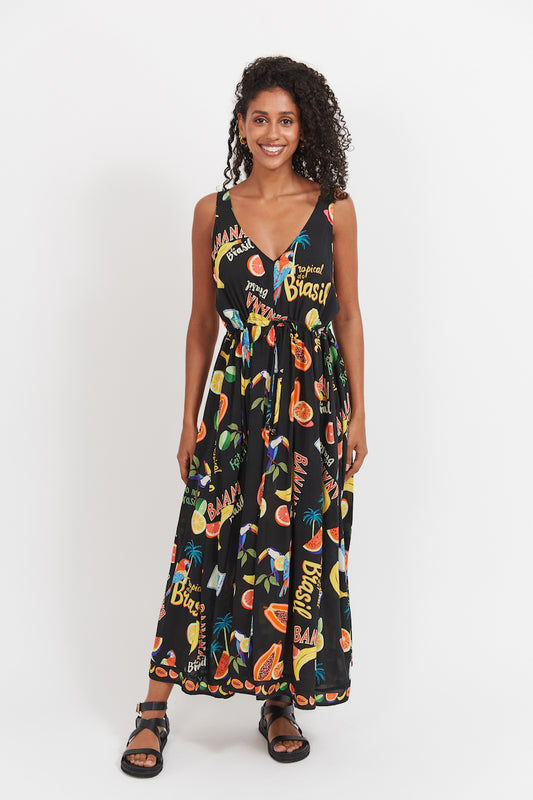 Cabana Tie Dress, Black