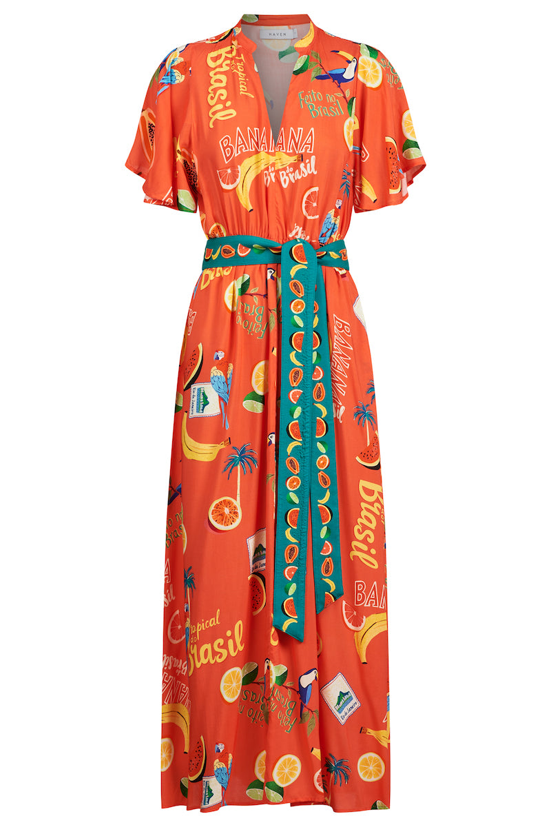 Cabana V-Neck Maxi, Coral