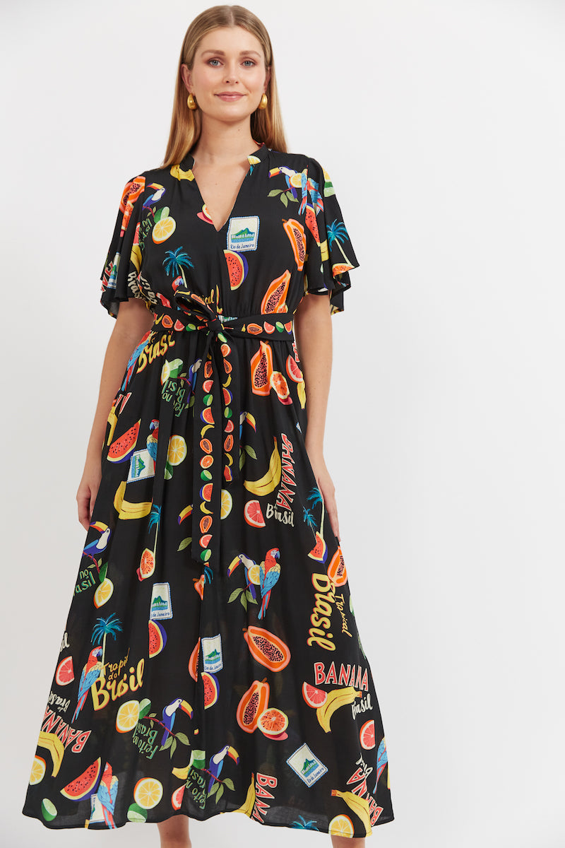 Cabana V-Neck Maxi, Black