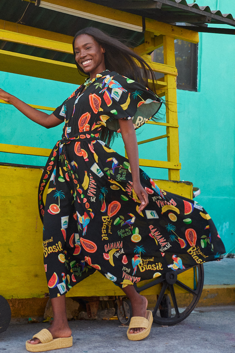 Cabana V-Neck Maxi, Black