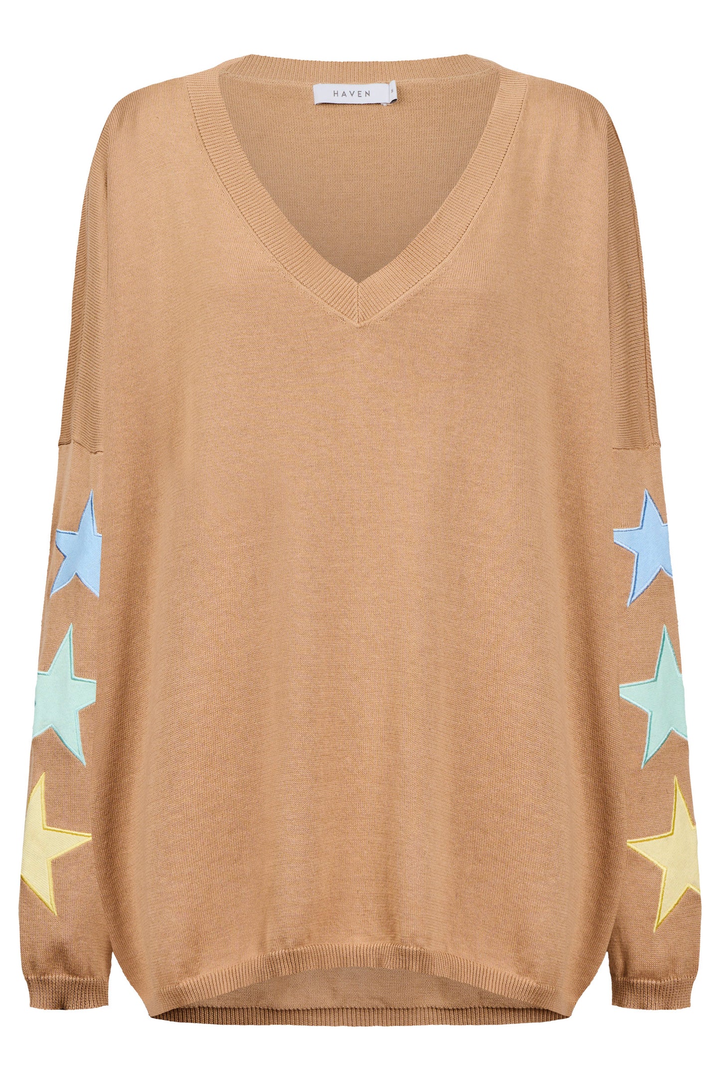 Vermont Star V Neck Jumper, Tan