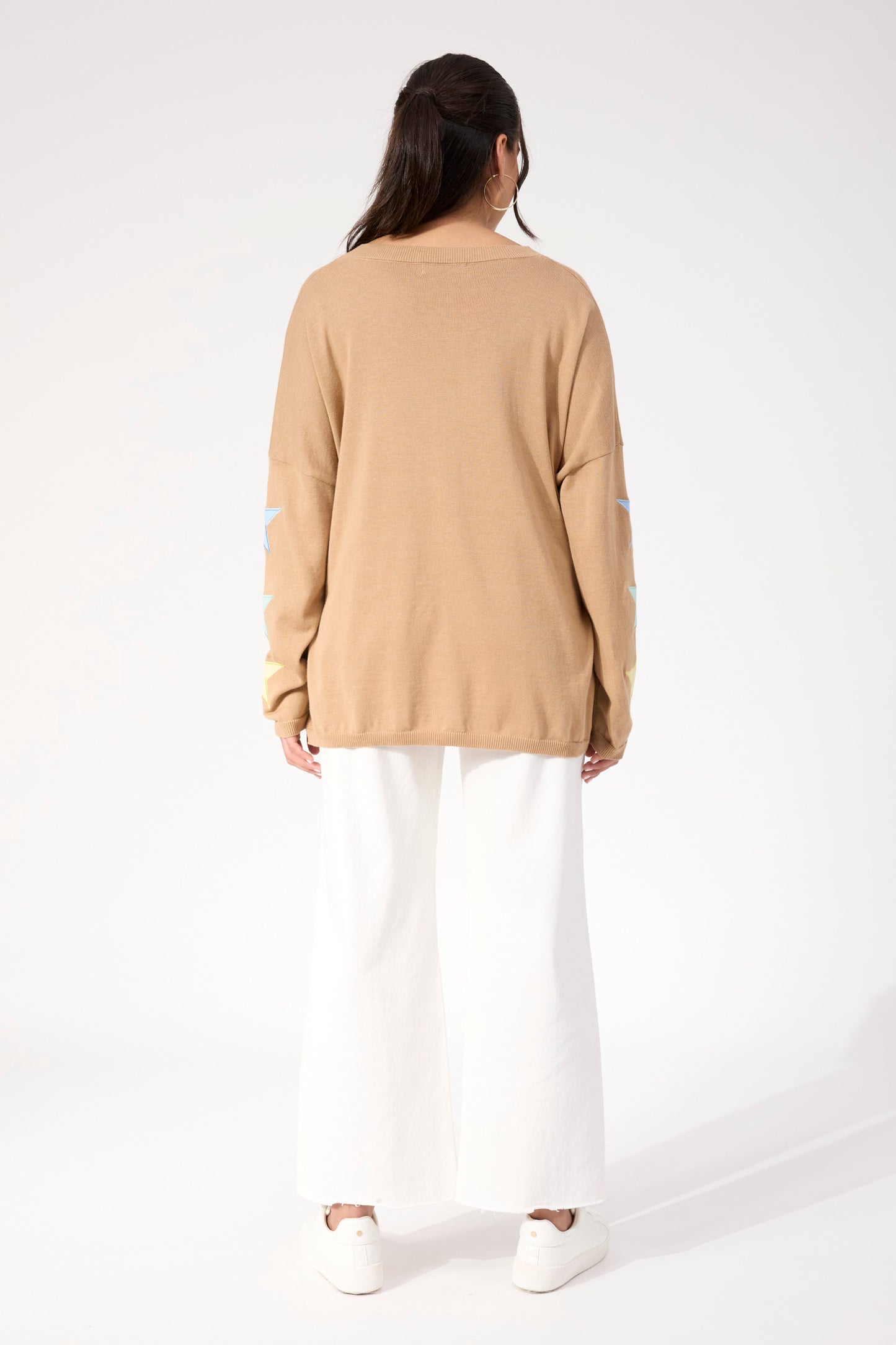 Vermont Star V Neck Jumper, Tan