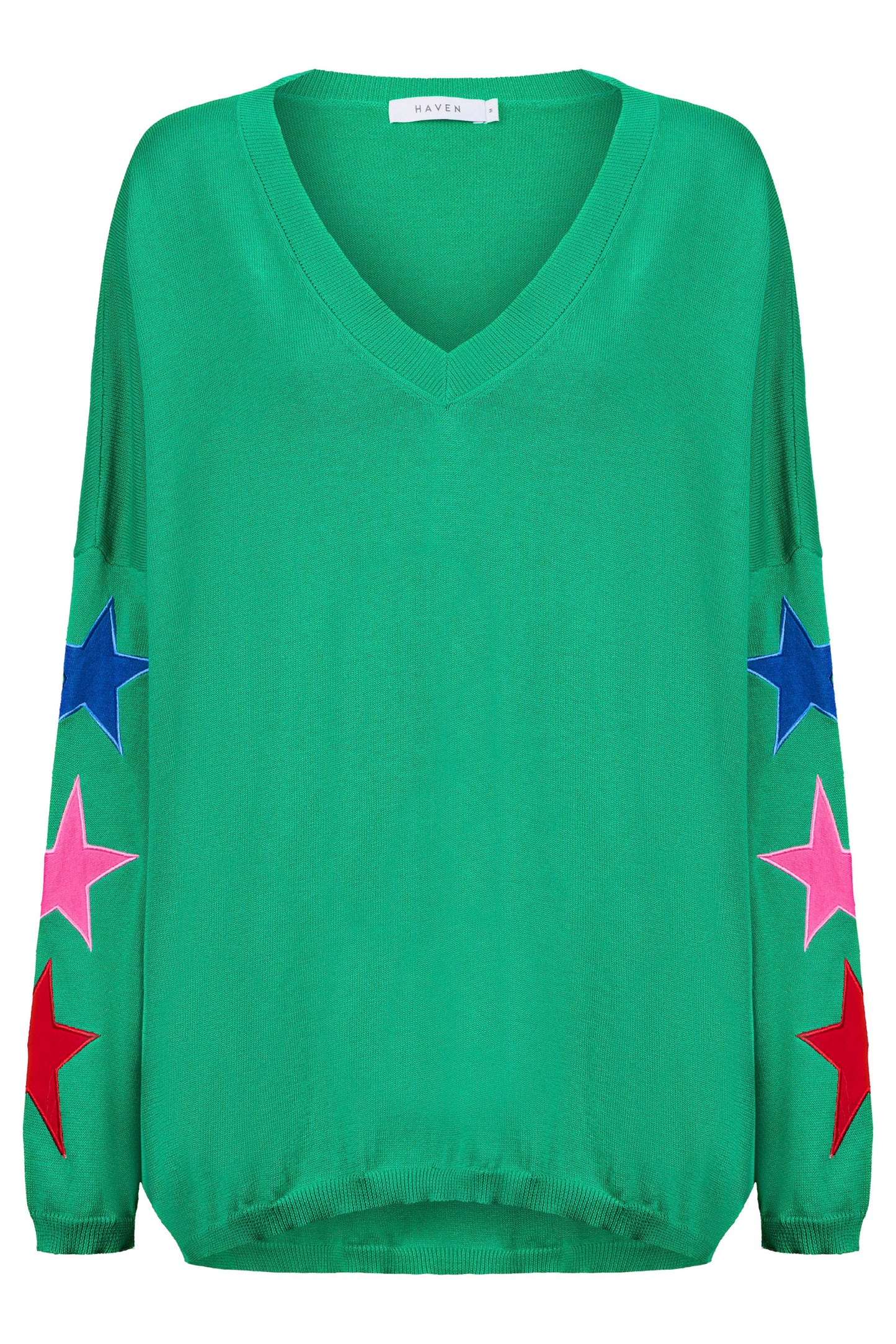 Vermont Star V Neck Jumper, Green