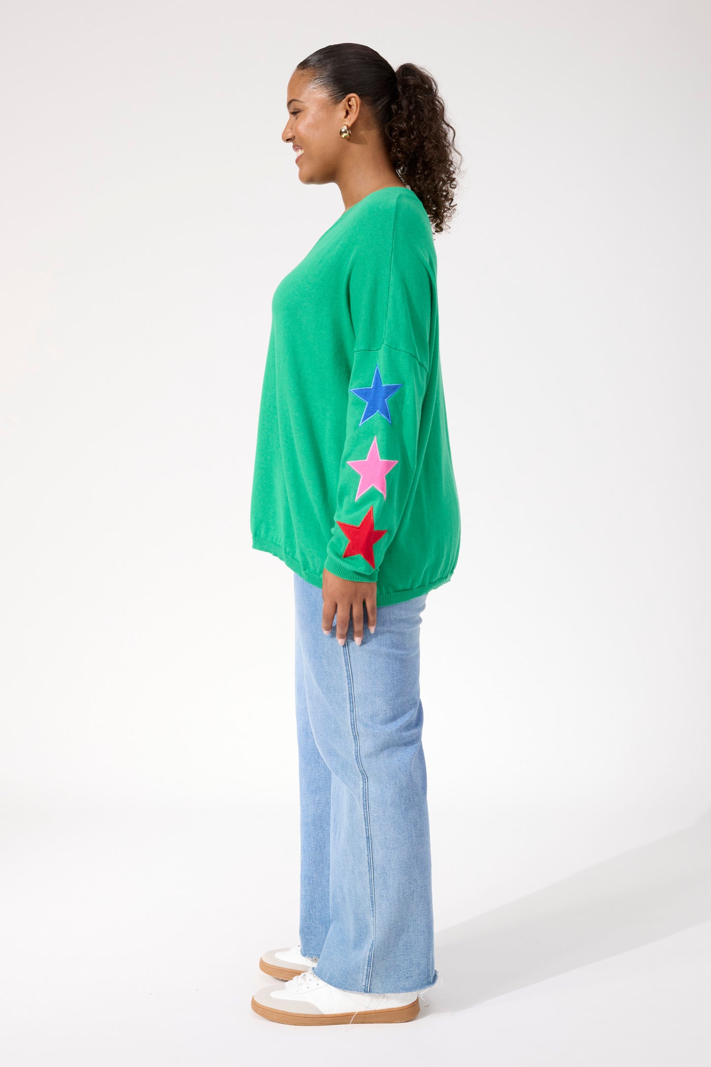 Vermont Star V Neck Jumper, Green