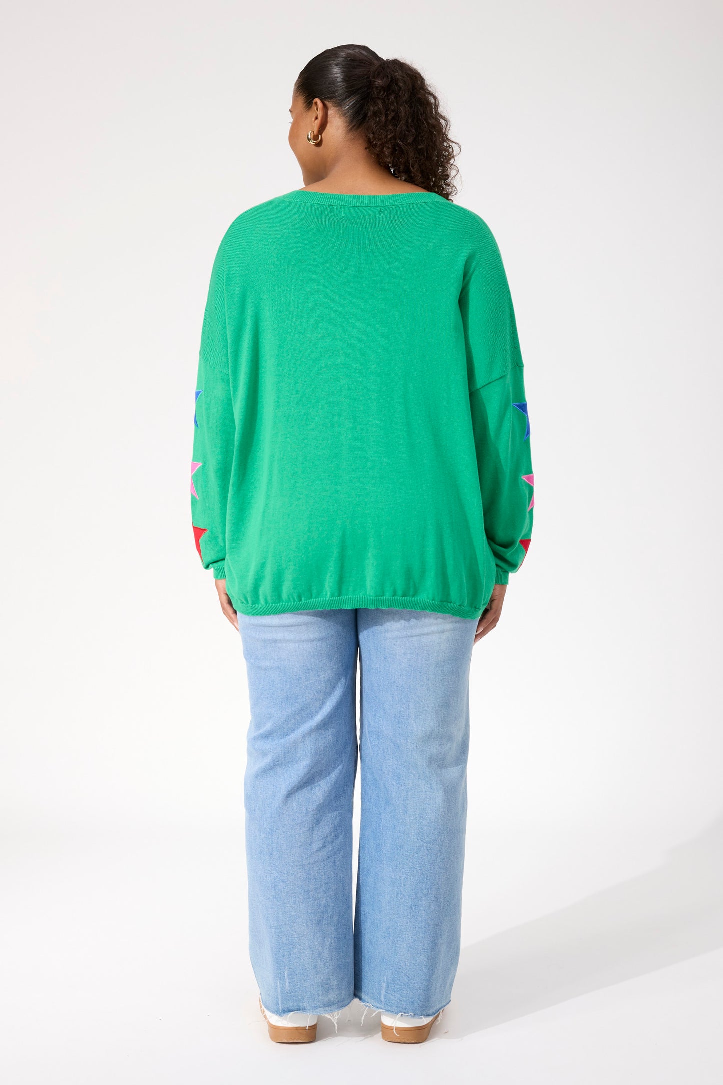 Vermont Star V Neck Jumper, Green