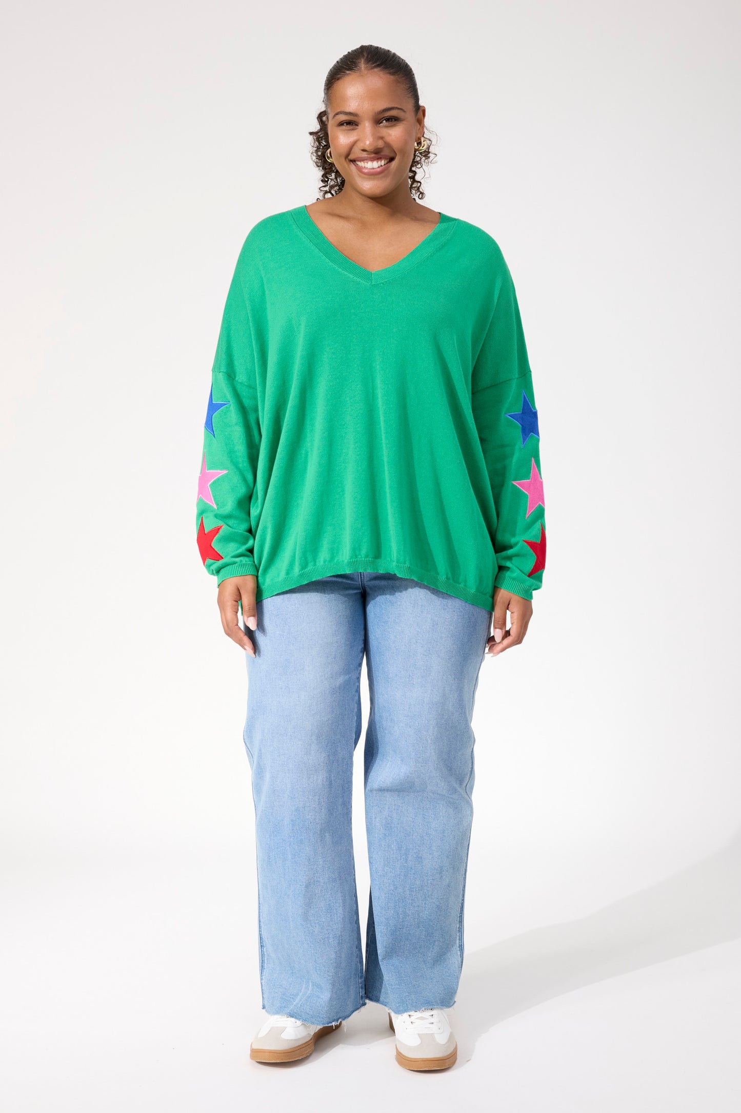 Vermont Star V Neck Jumper, Green