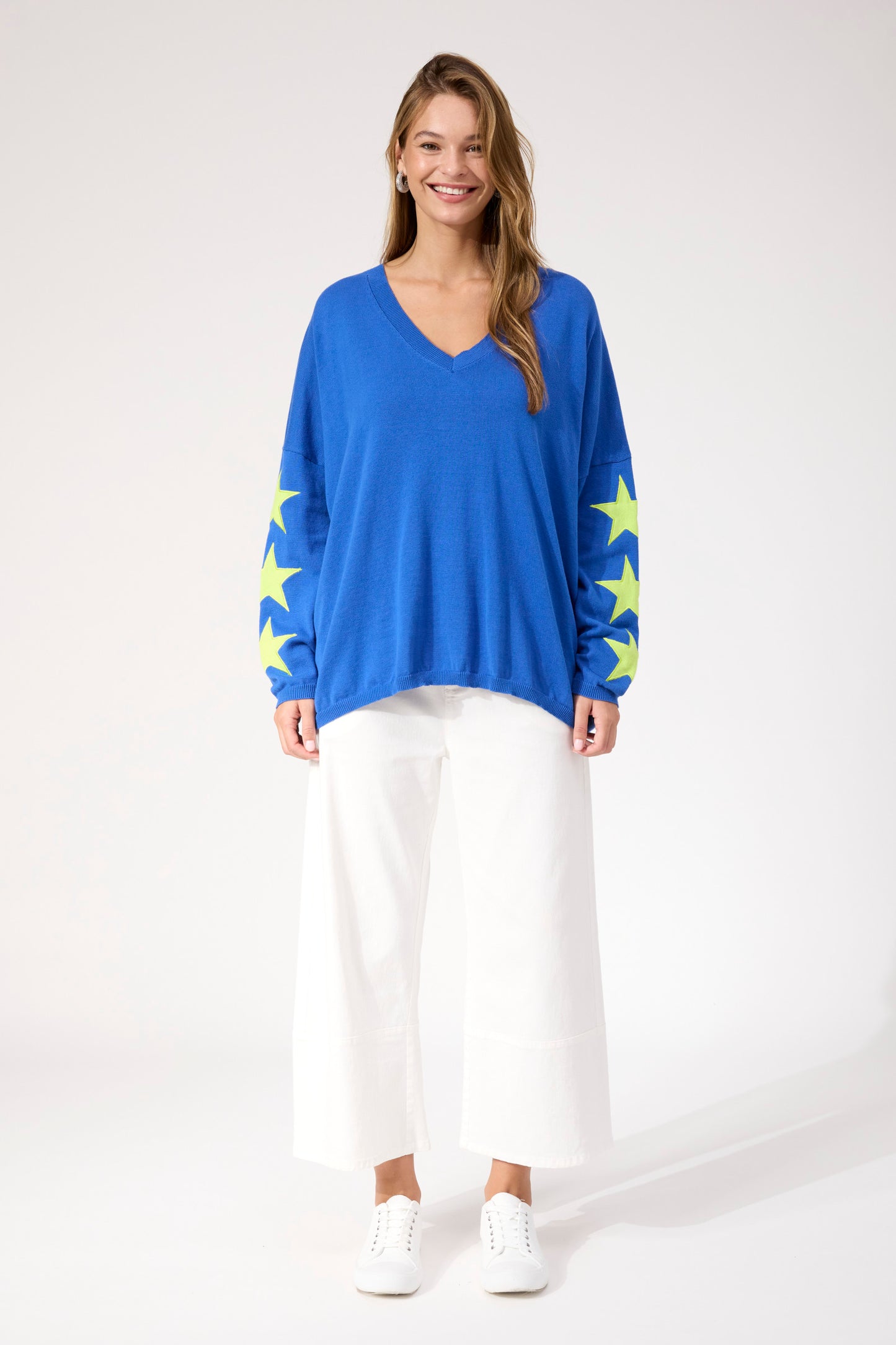 Vermont Star V Neck Jumper, Cobalt