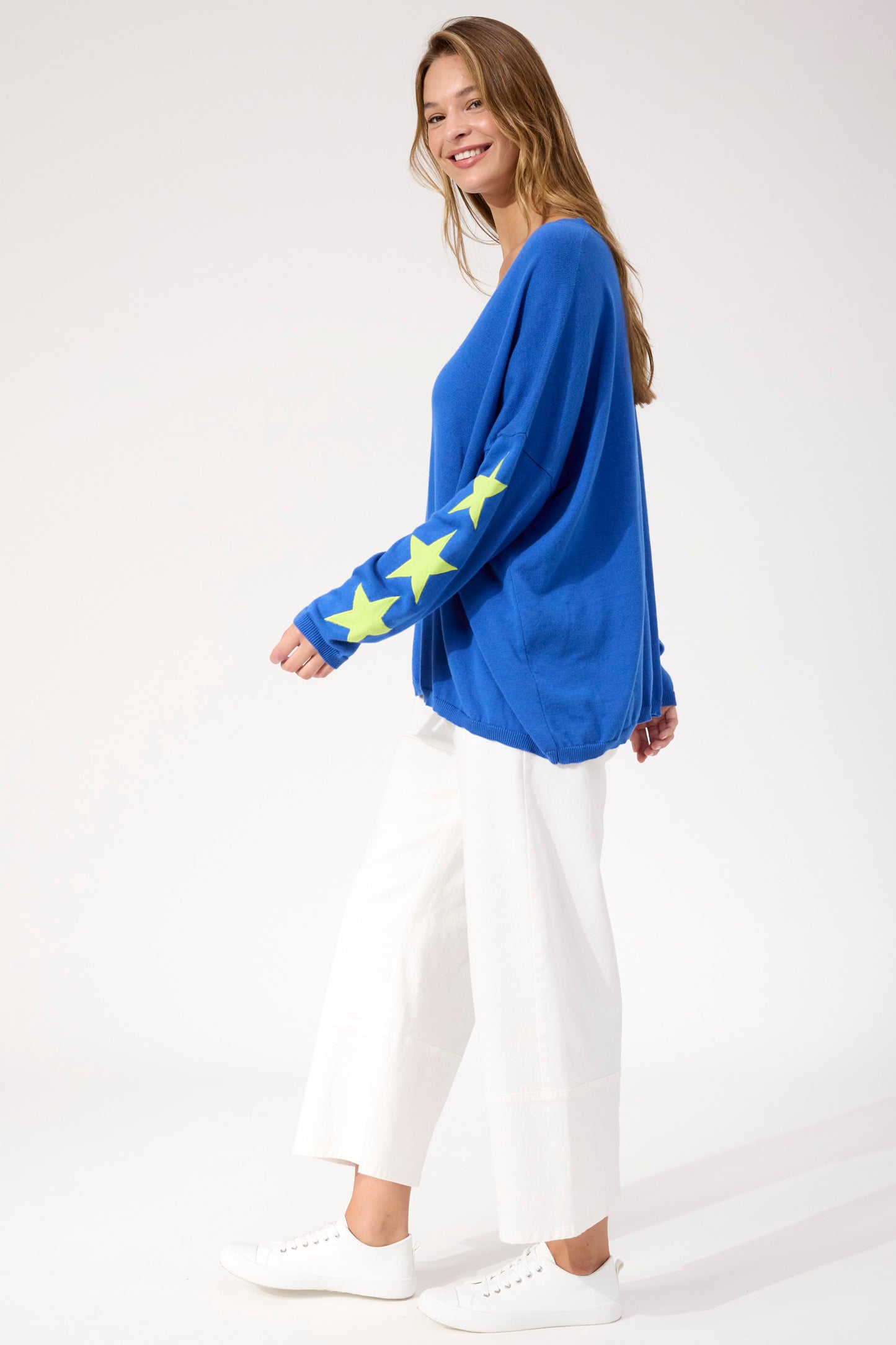 Vermont Star V Neck Jumper, Cobalt