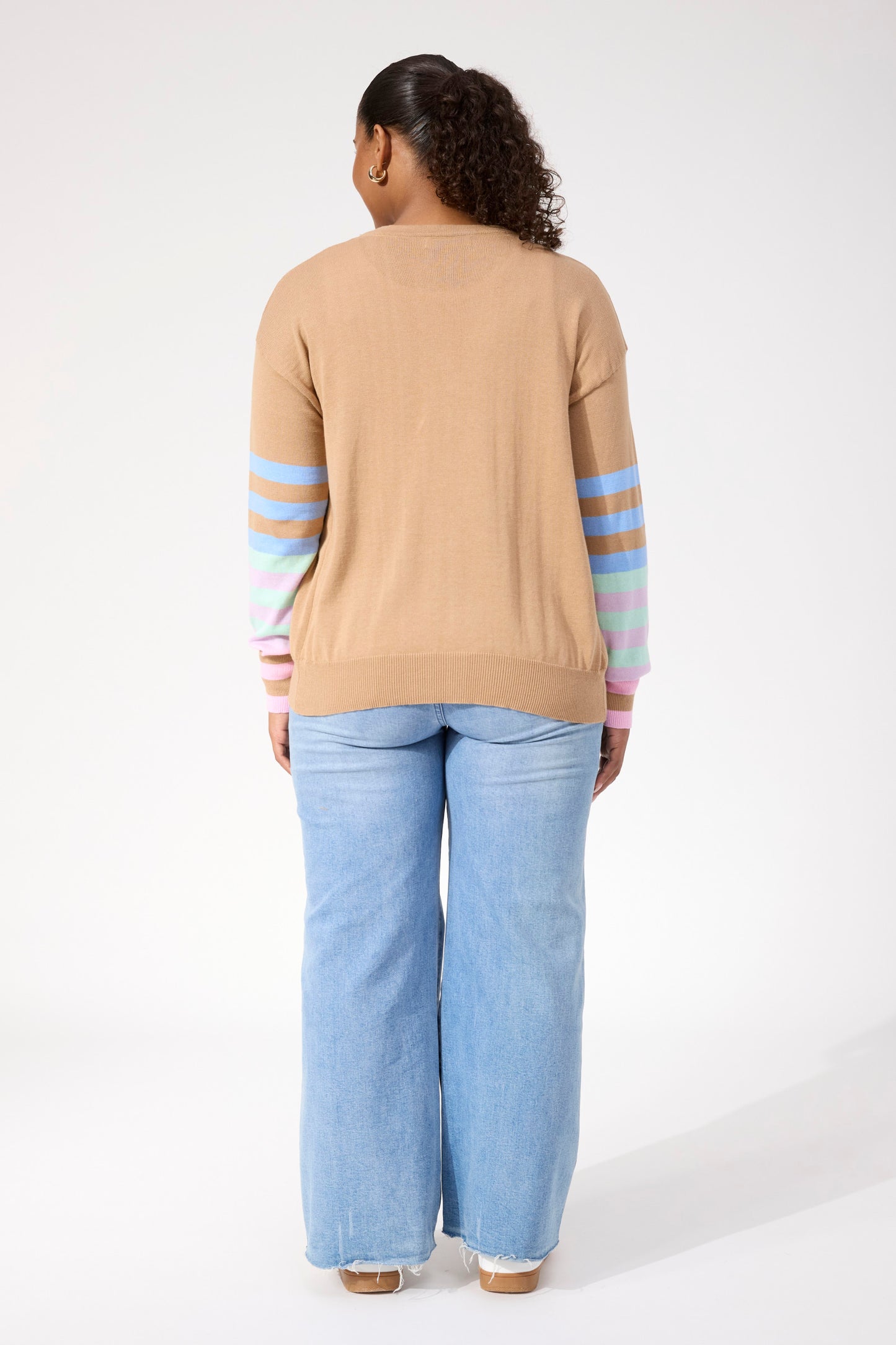 Vermont Stripe Cardigan, Tan
