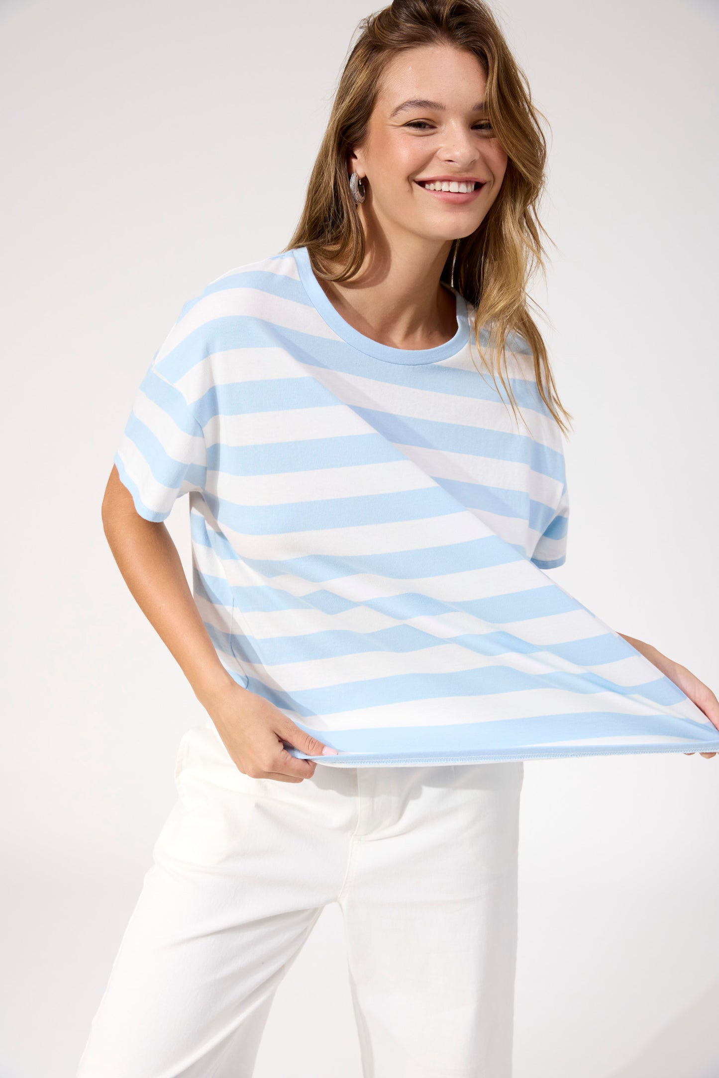 Columbus Stripe T-Shirt, Baby Blue
