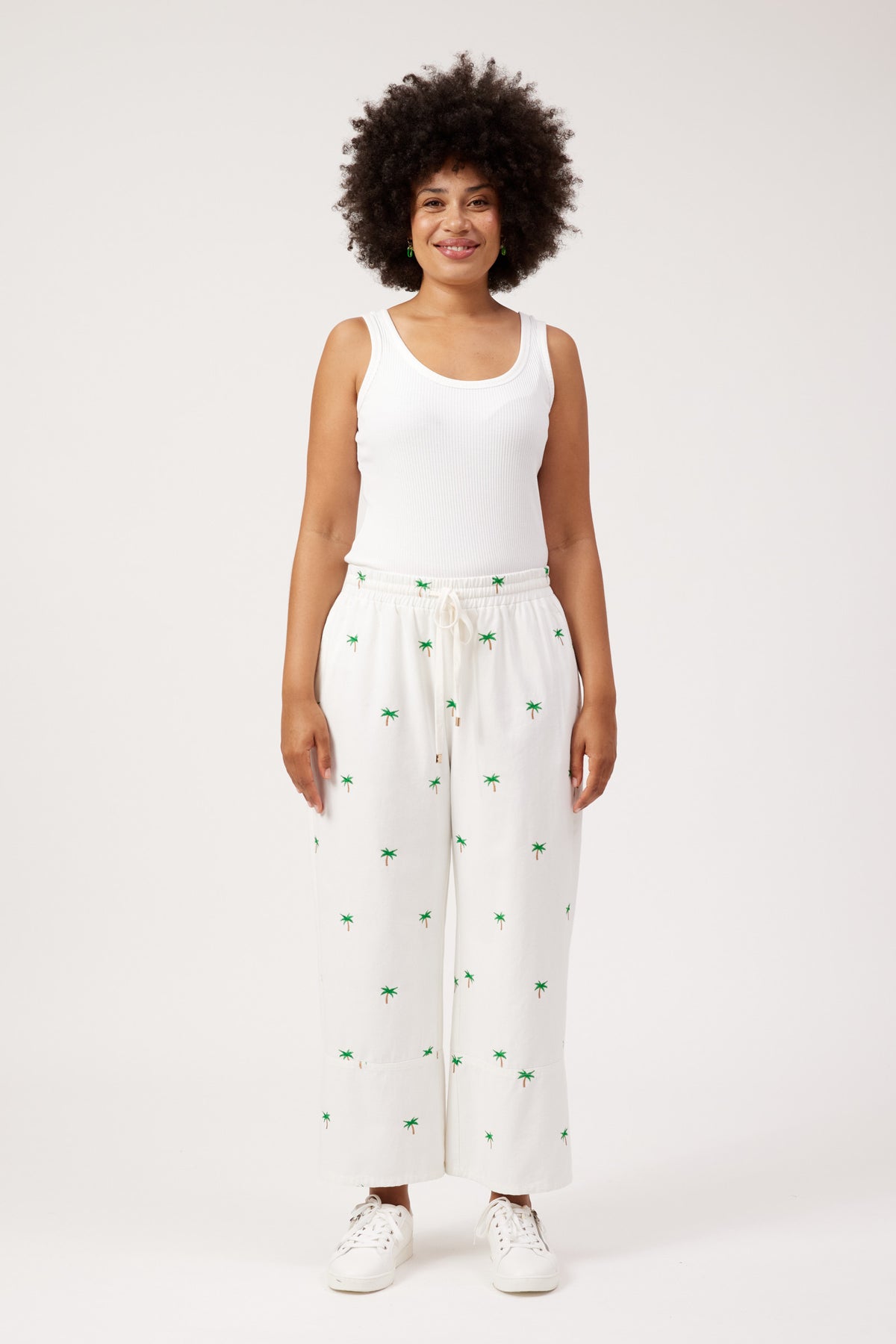 Mauritius Embroidered Denim Pant, White
