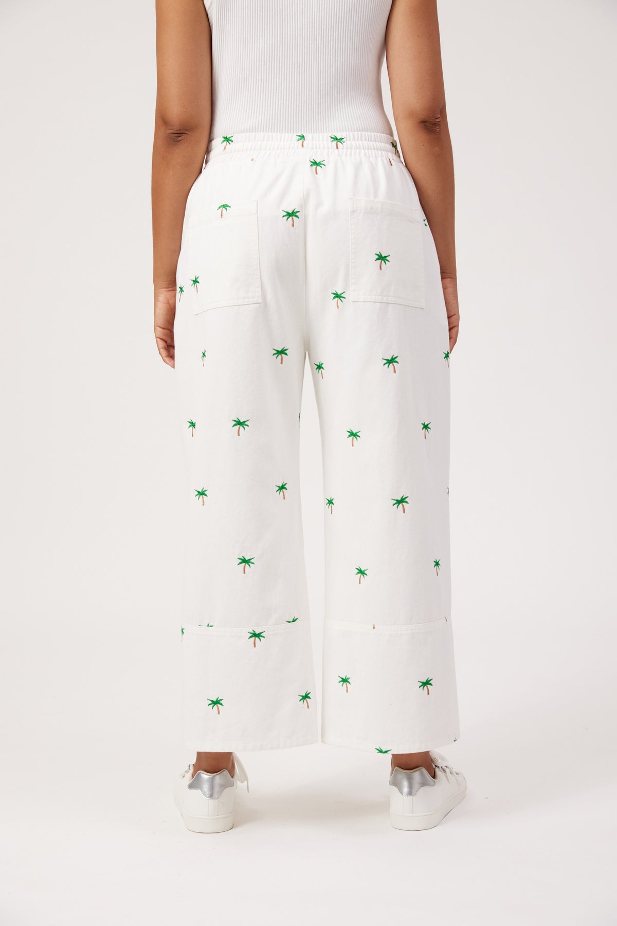 Mauritius Embroidered Denim Pant, White