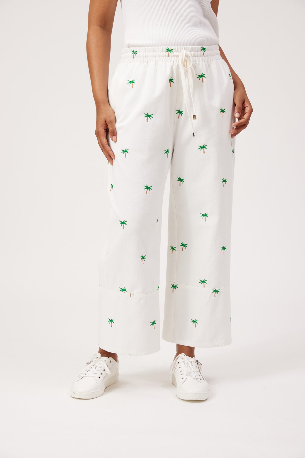 Mauritius Embroidered Denim Pant, White