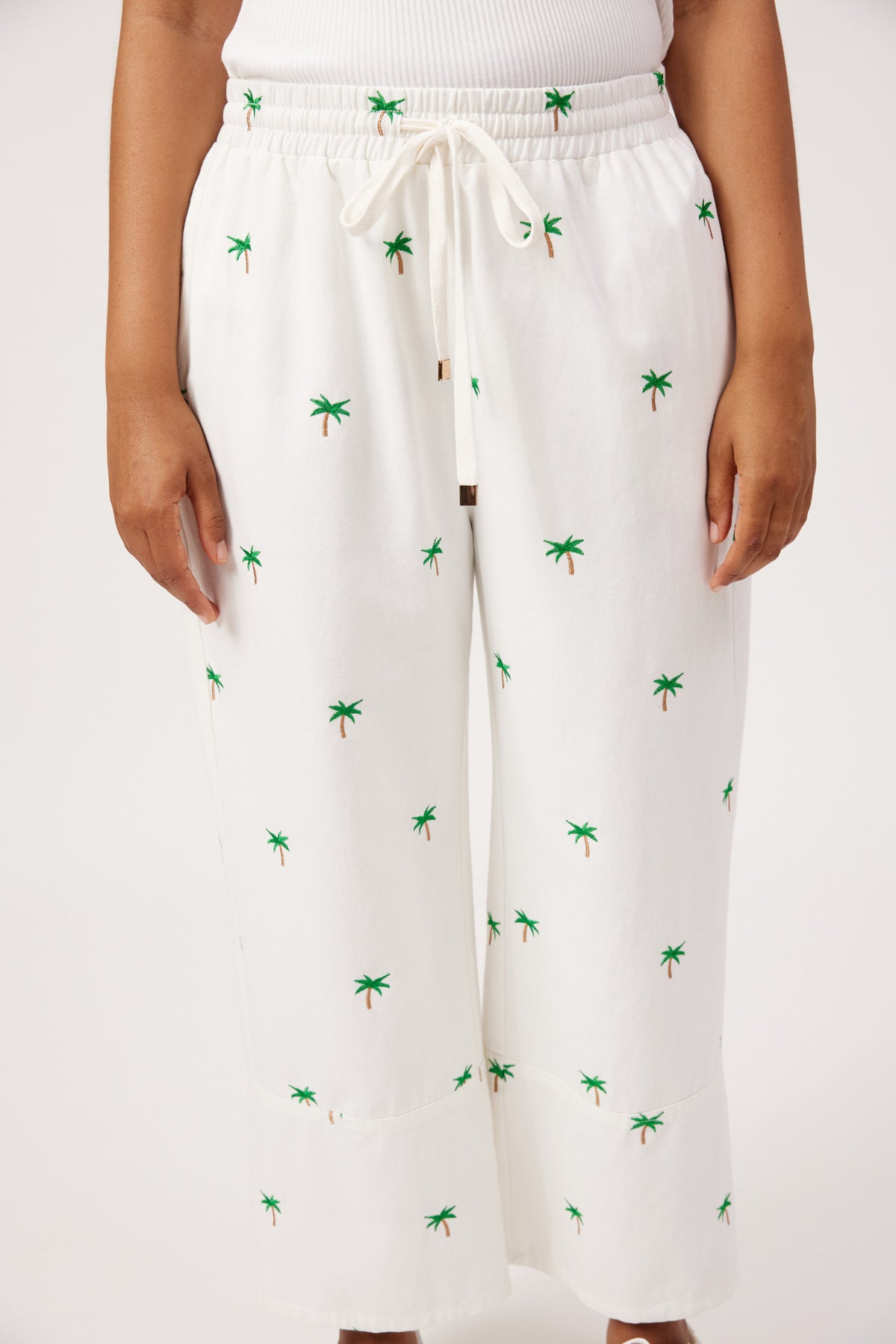 Mauritius Embroidered Denim Pant, White