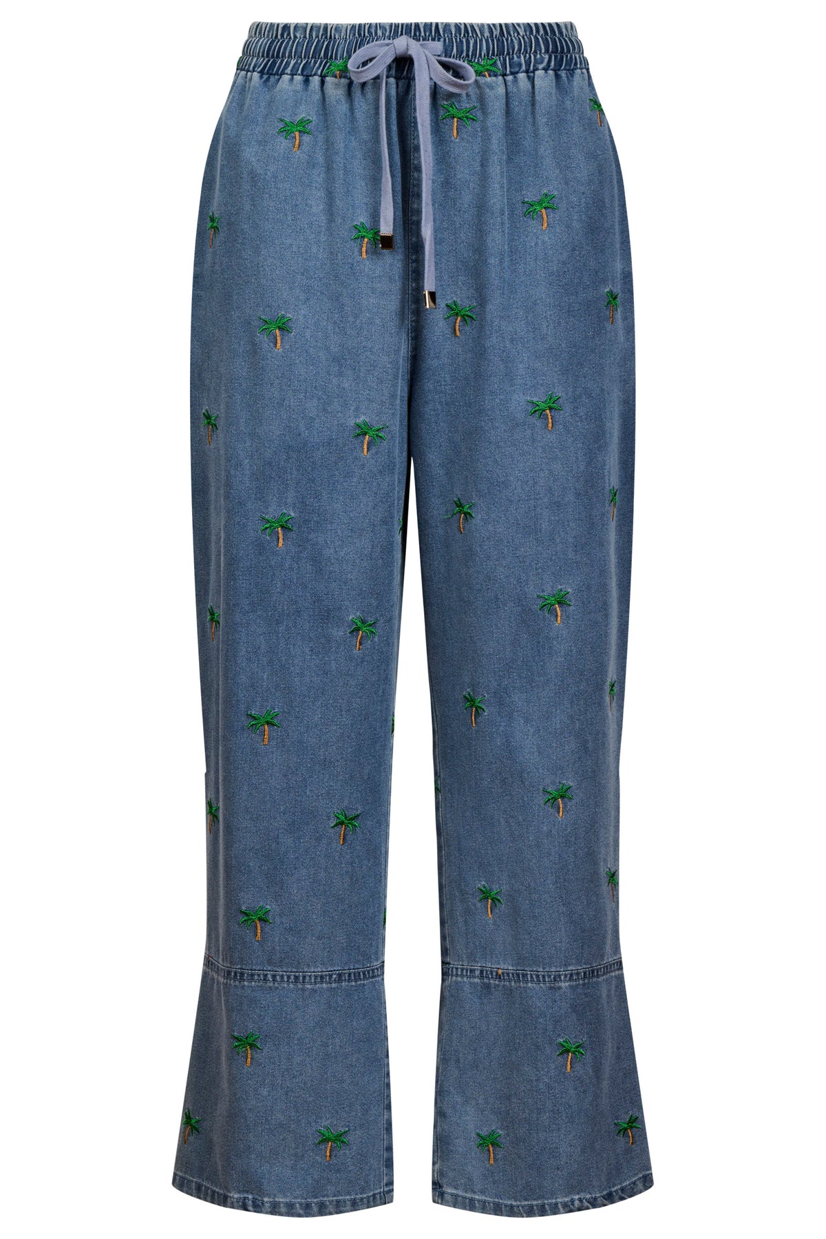 Mauritius Embroidered Denim Pant, Blue
