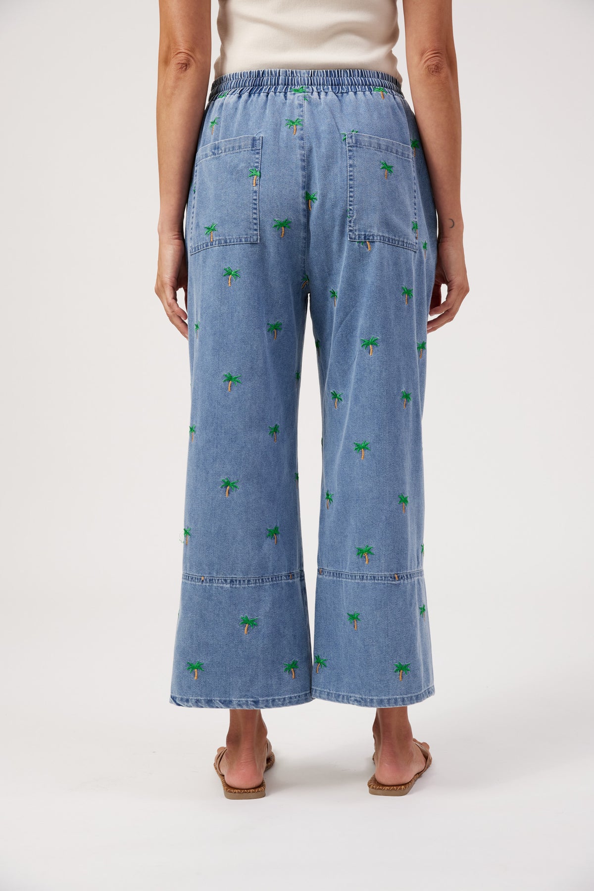 Mauritius Embroidered Denim Pant, Blue