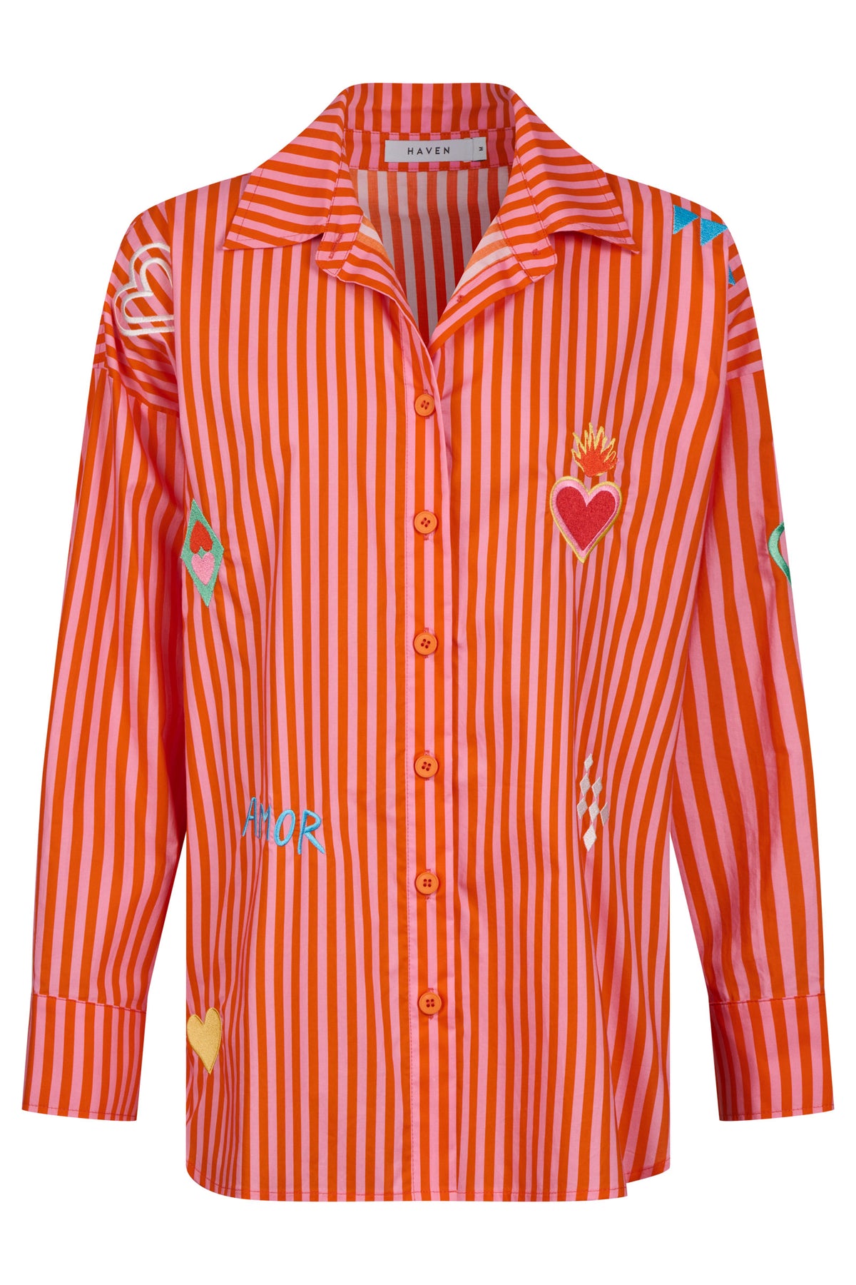 Mykonos Embroidered Stripe Shirt, Pink
